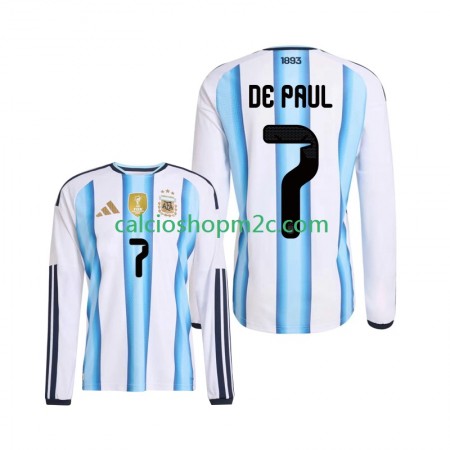 Argentina Rodrigo De Paul 7 Maglia Prima World Cup 2026 Manica Lunga